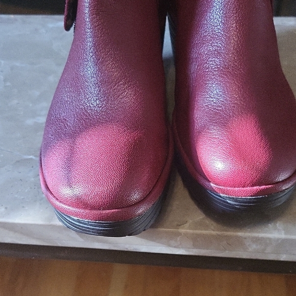 Fly London Red Ankle Booties with Rugged Sole - Picture 10 of 10